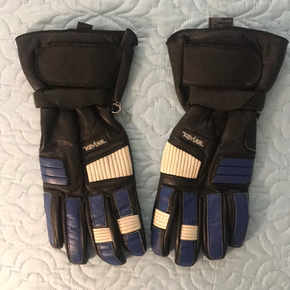 First Brand Kevlar Leather Black Blue White Motorcycle Motocross Gloves XXL